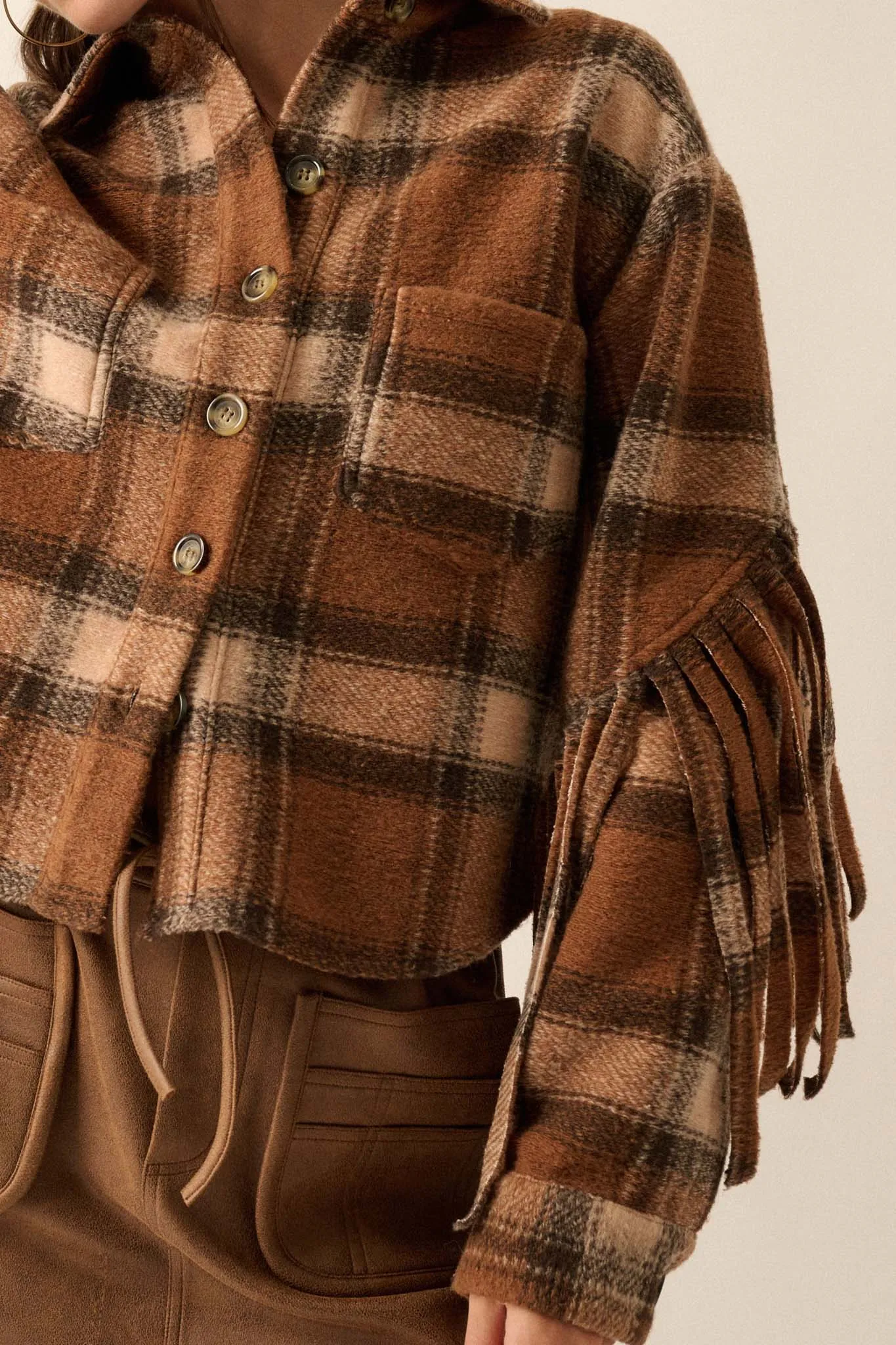 Up the Country Plaid Fringe Shacket