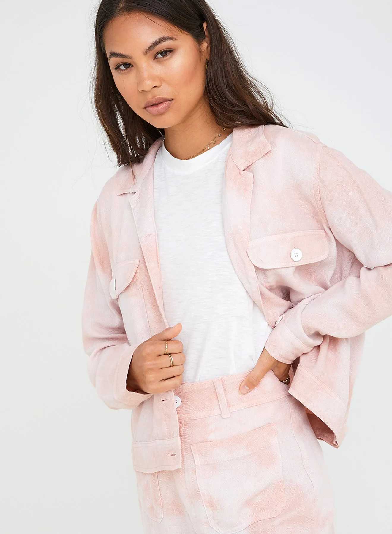 Utility Crop Jacket - Dusty Rose Bomba Dye