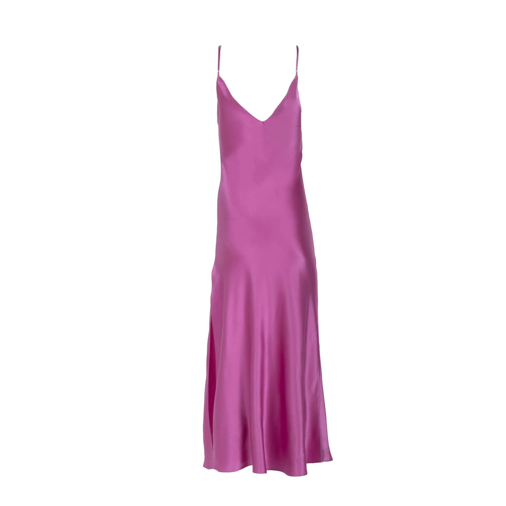 Vibrant Orchid Long Silk Slip Dress