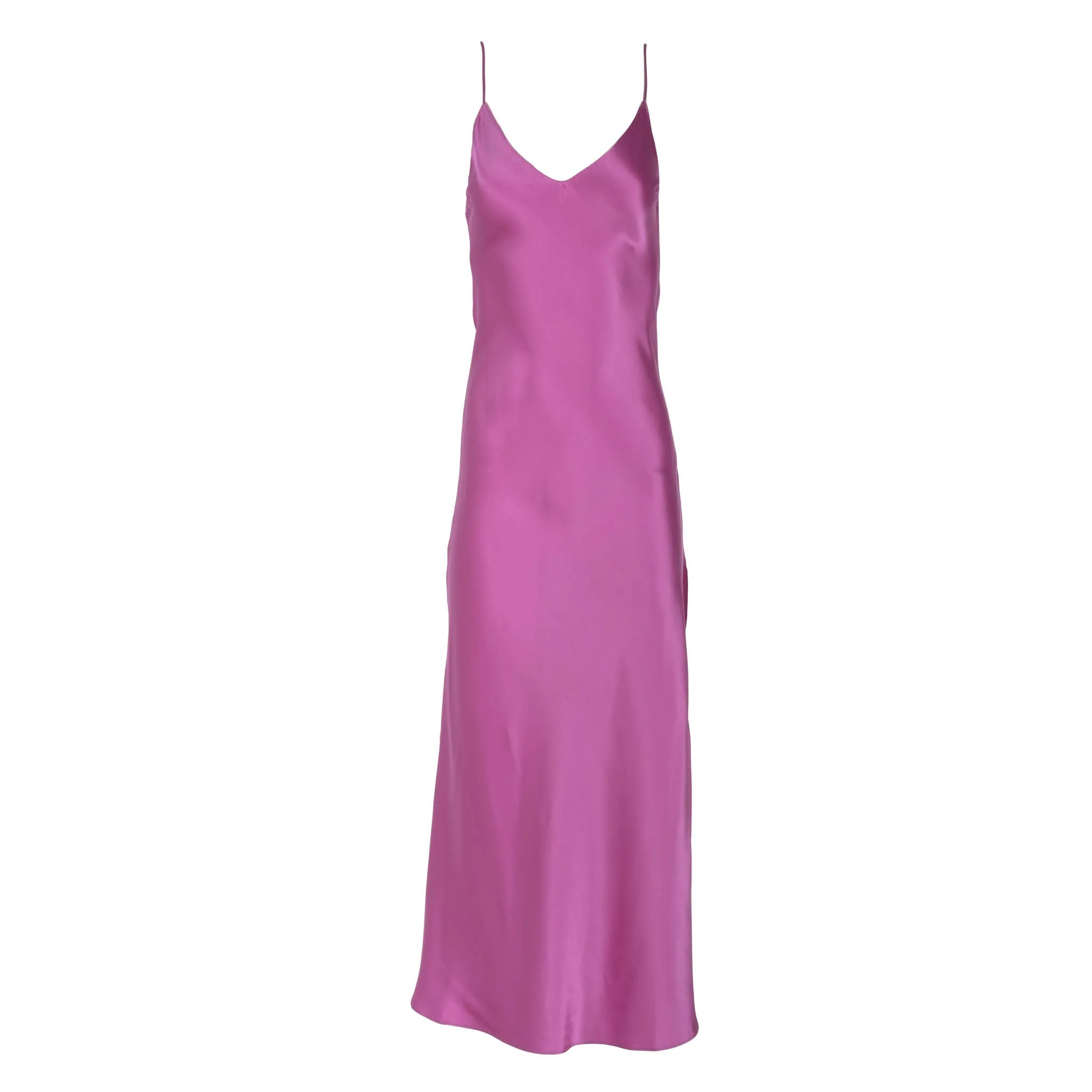 Vibrant Orchid Long Silk Slip Dress