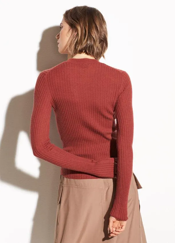 VINCE - Mixed Rib Longsleeve in Redwood