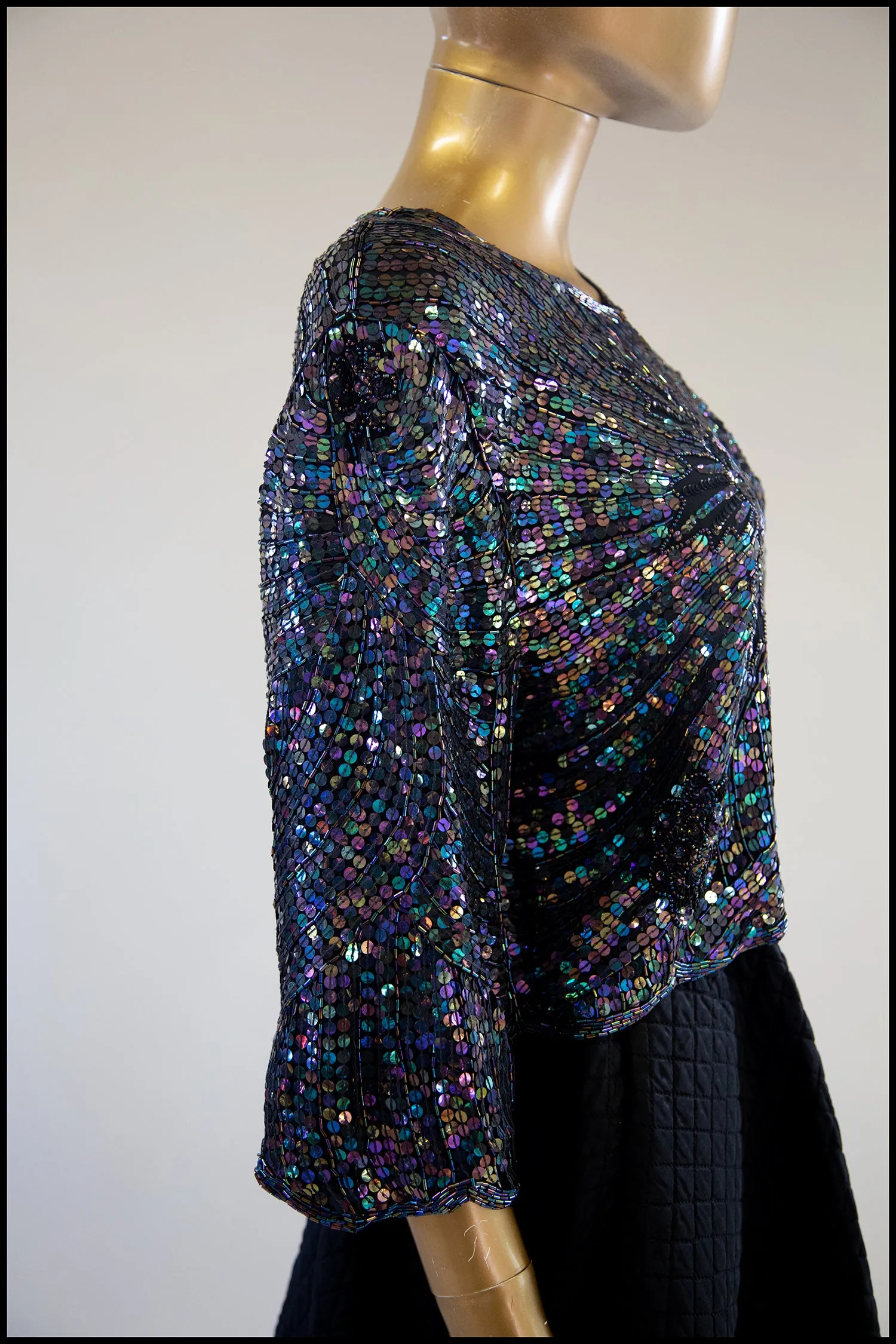 Vintage 1980s Petrol Blue Sequin Jacket