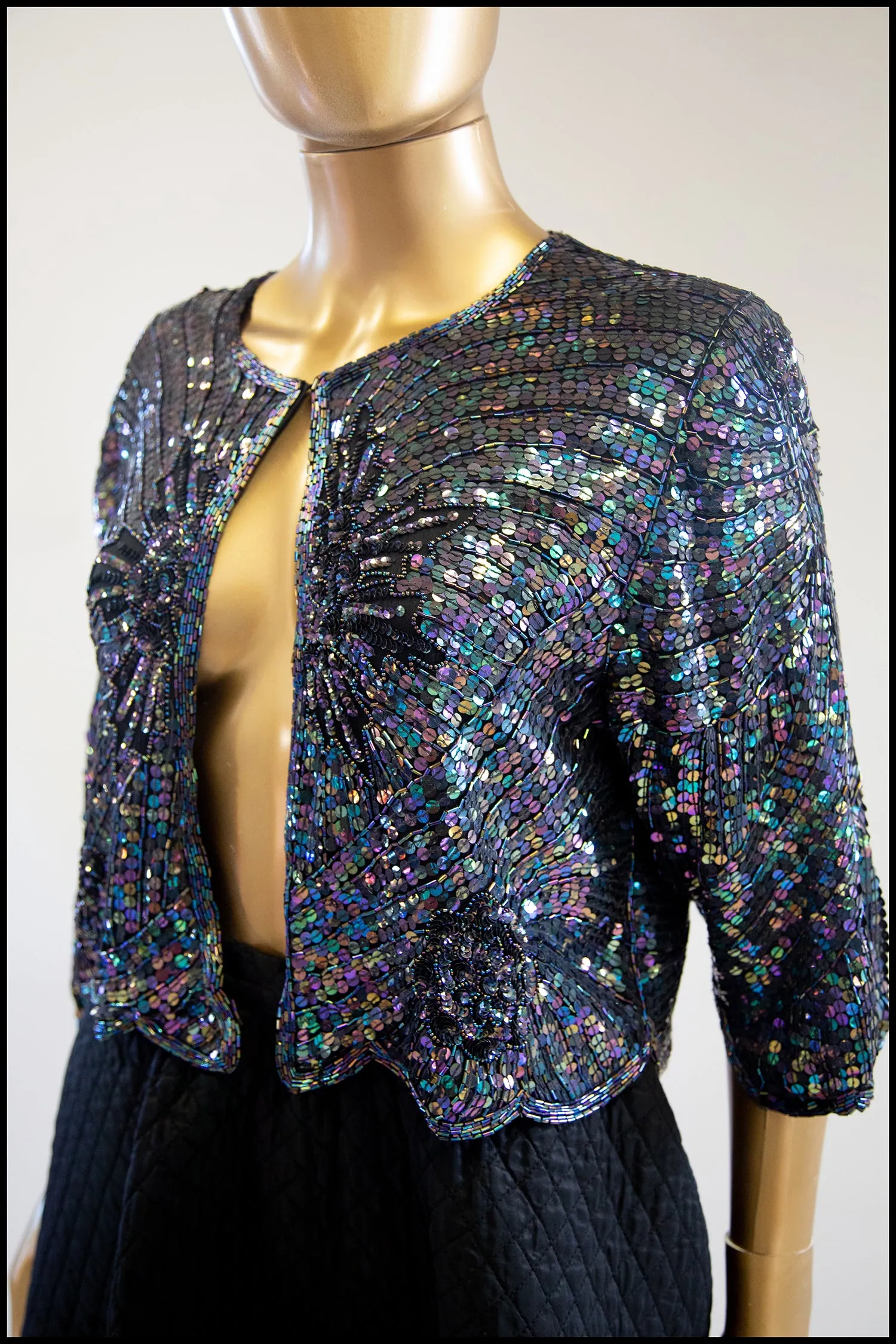 Vintage 1980s Petrol Blue Sequin Jacket