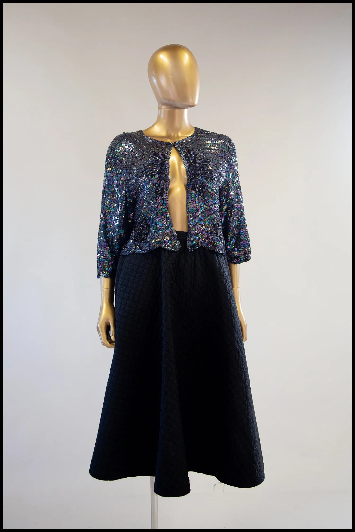 Vintage 1980s Petrol Blue Sequin Jacket