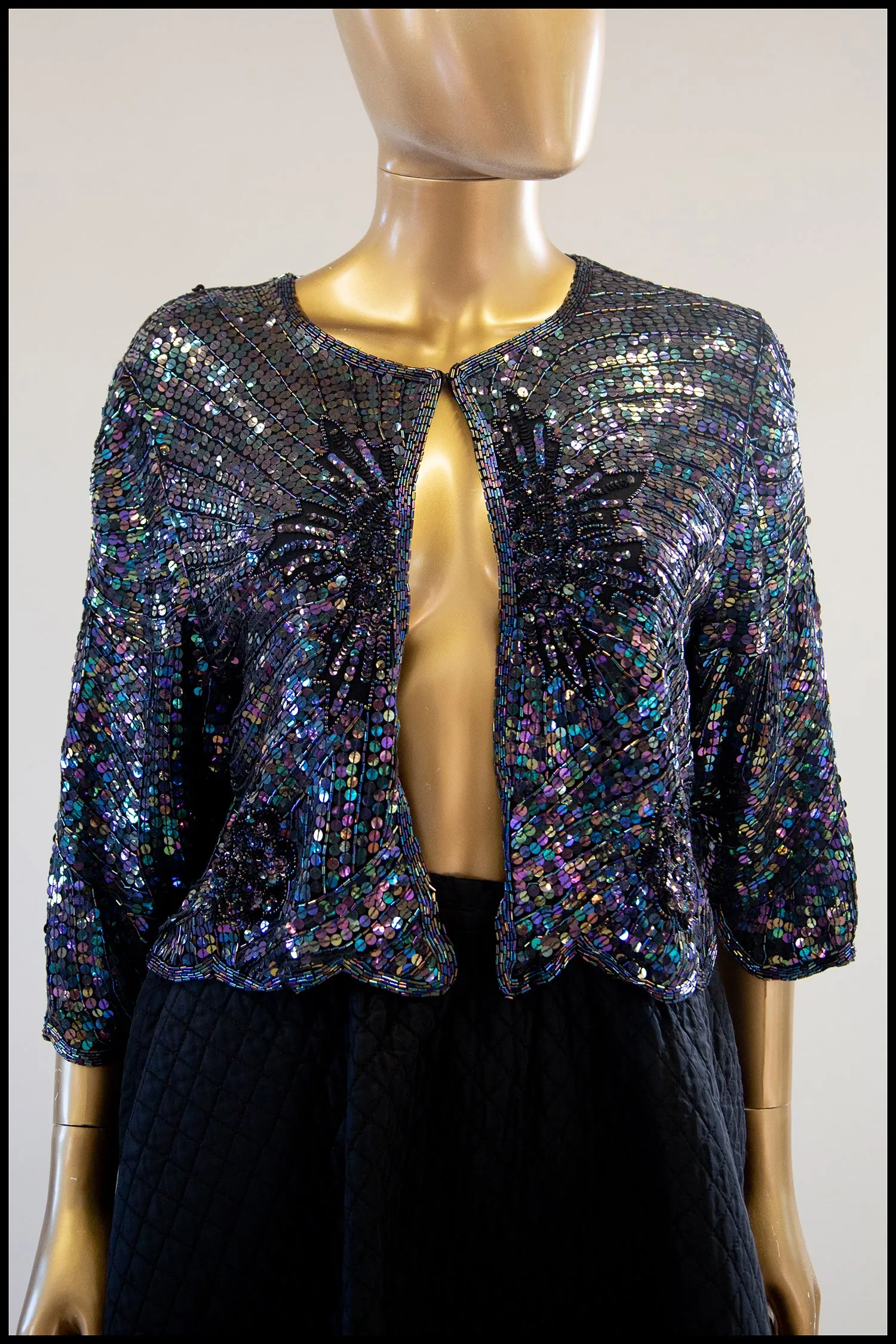 Vintage 1980s Petrol Blue Sequin Jacket