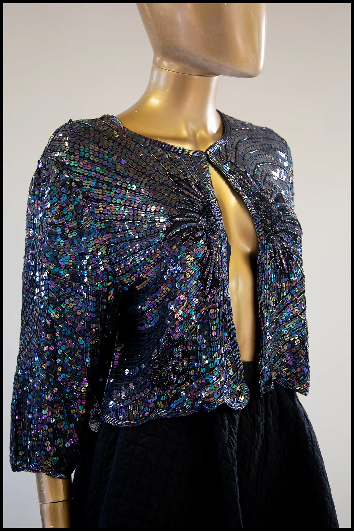 Vintage 1980s Petrol Blue Sequin Jacket