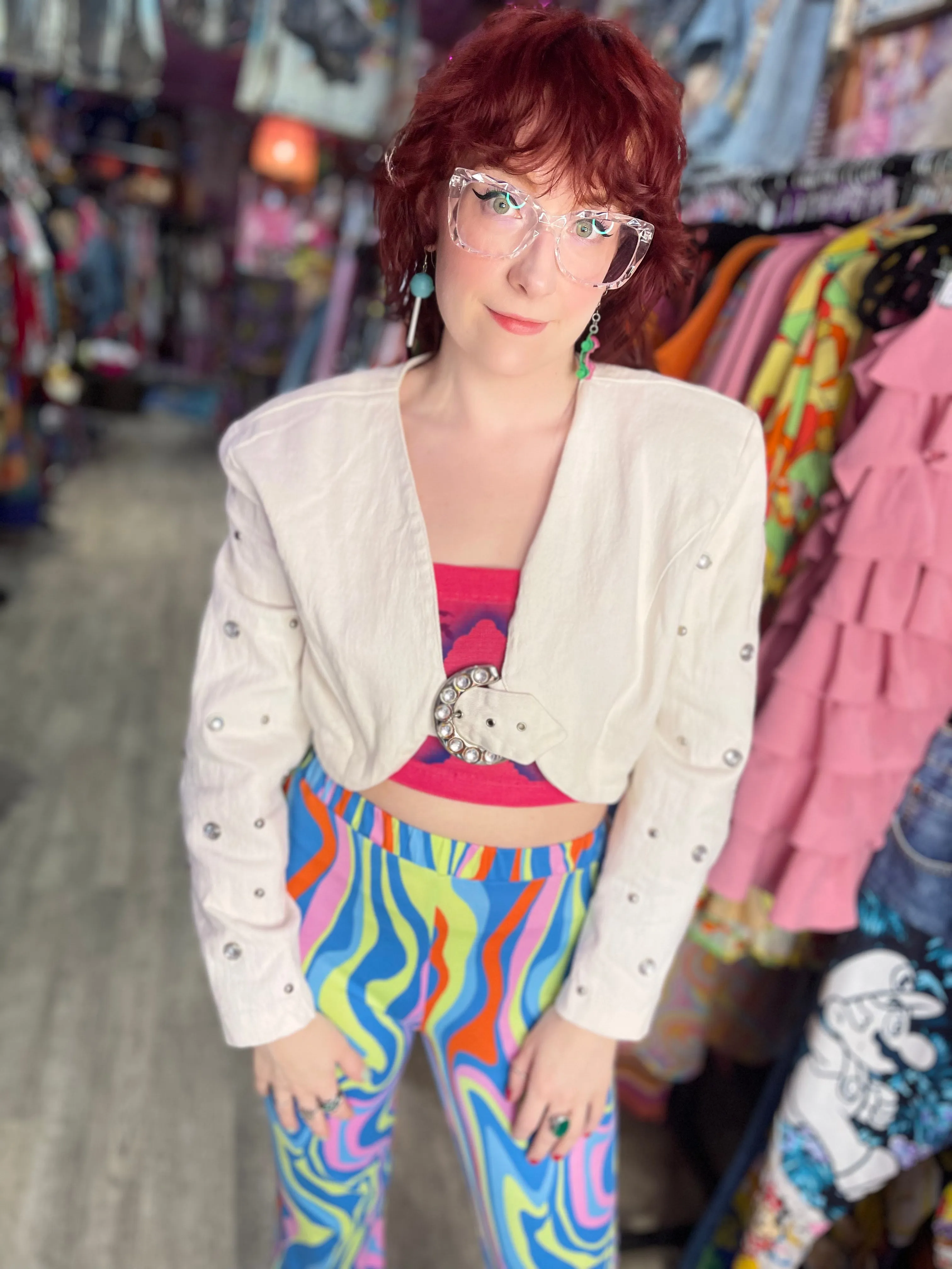 Vintage 80s Studded White Bolero