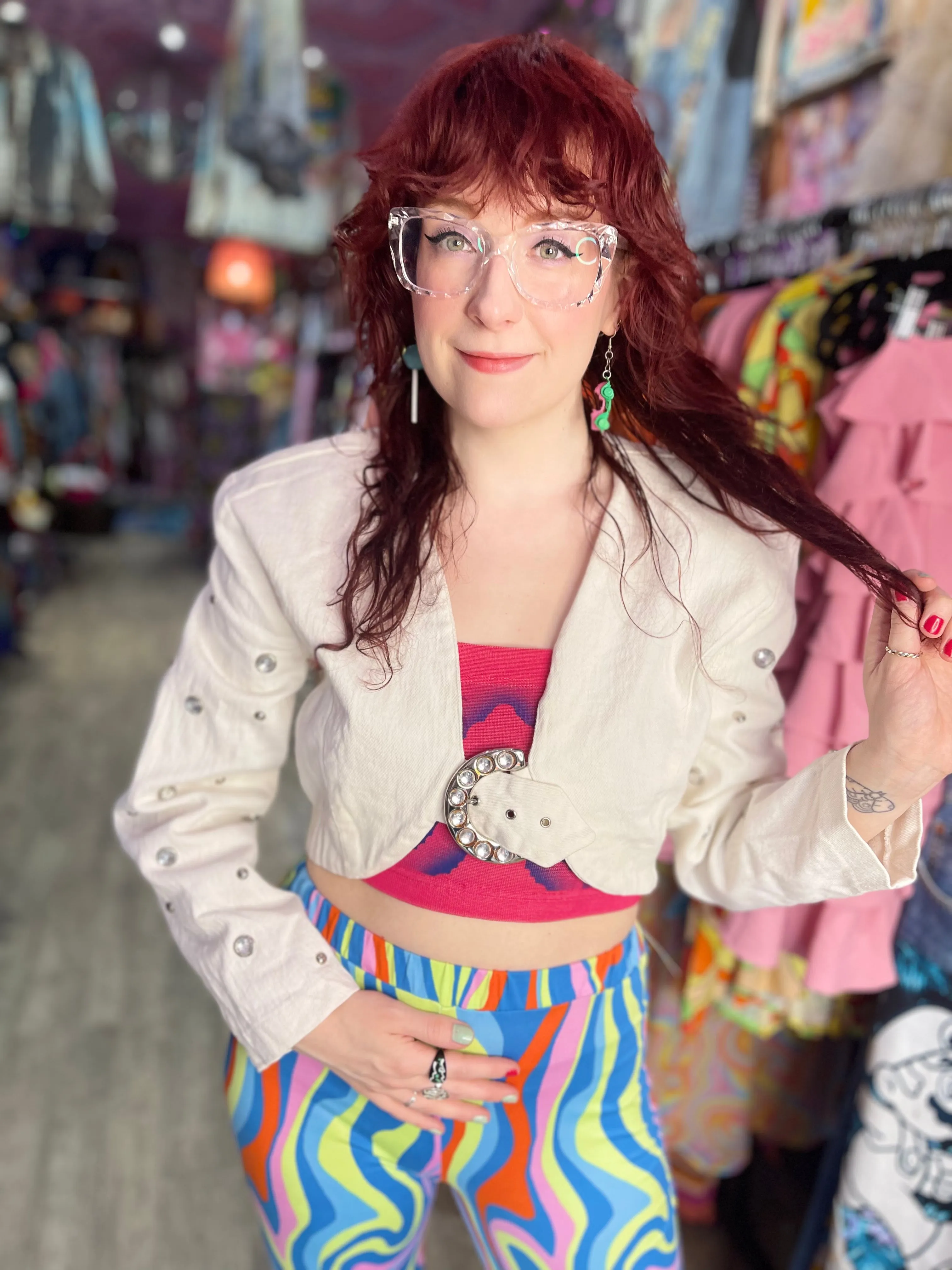 Vintage 80s Studded White Bolero