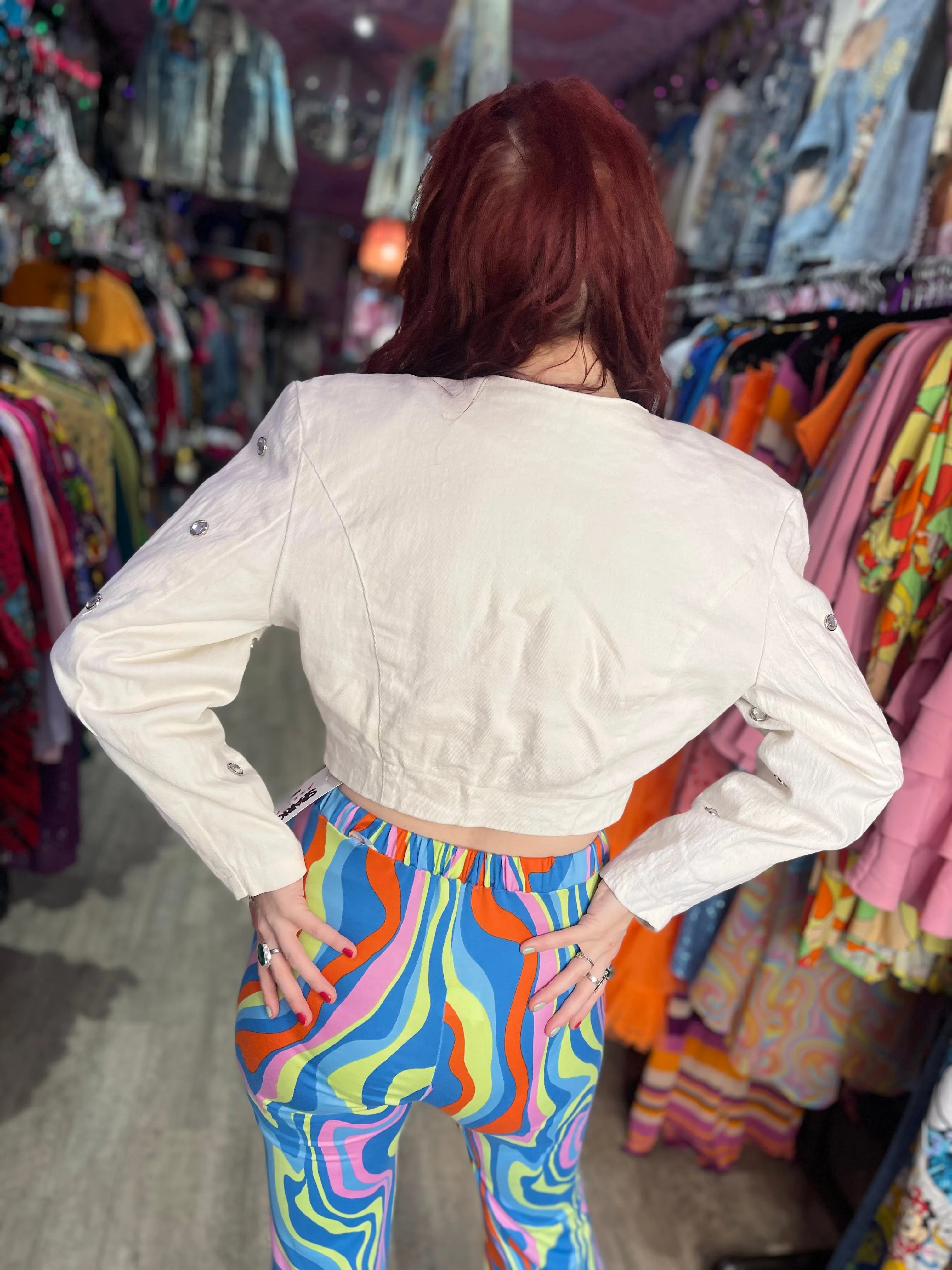 Vintage 80s Studded White Bolero