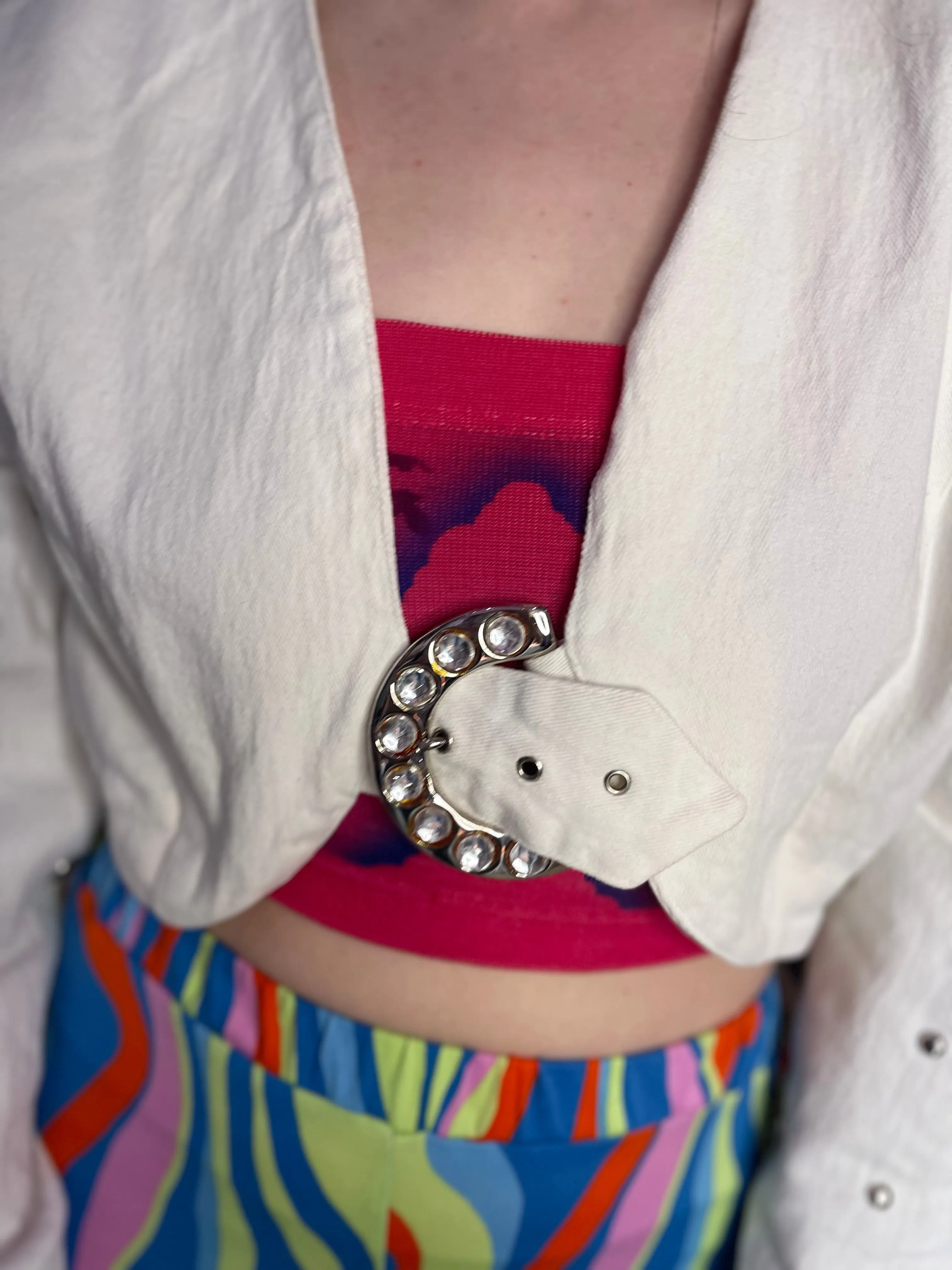 Vintage 80s Studded White Bolero