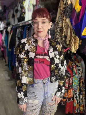 Vintage 90s Sequin Puzzle Piece Jacket