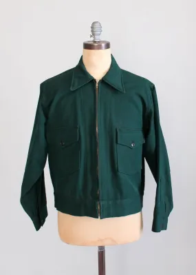 Vintage Late 1940s Masterbuilt Green Work Jacket