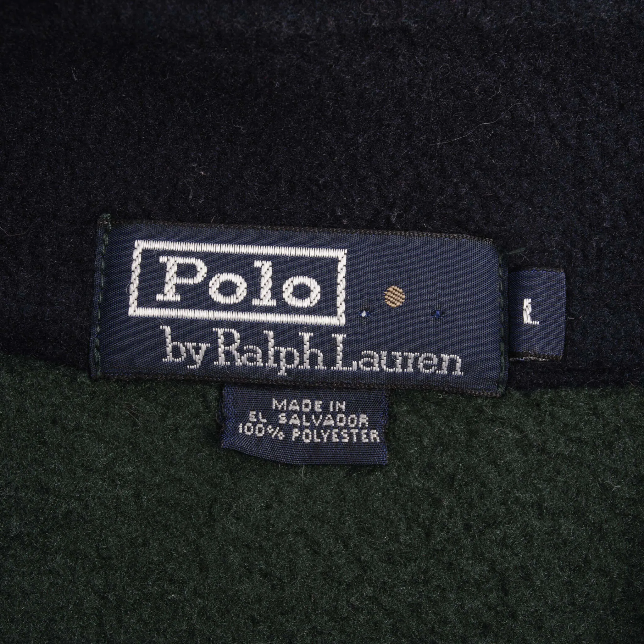 VINTAGE POLO RALPH LAUREN GREEN QUARTER ZIP FLEECE PULLOVER JACKET 1990S LARGE