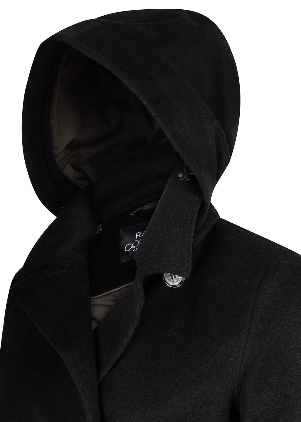 Waterproof Double Breasted Trench Wool Black