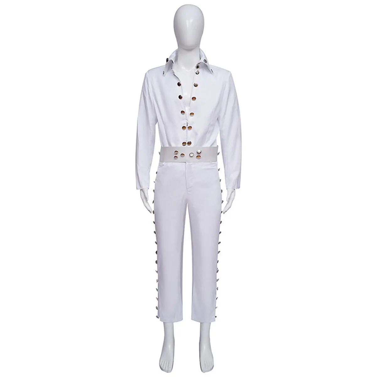 White Elvis Presley Halloween Carnival Suit Cosplay Costume For Adults