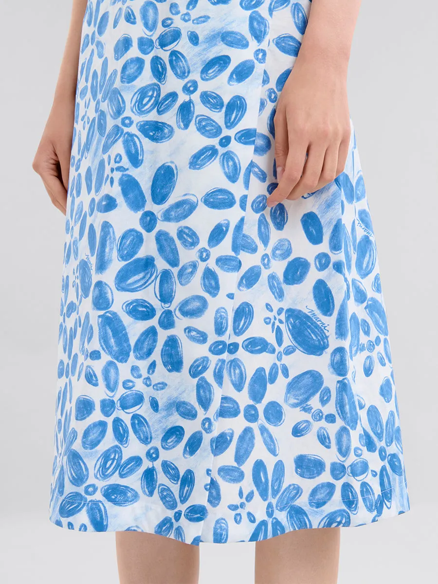 White Poplin Dress in Blooming Print