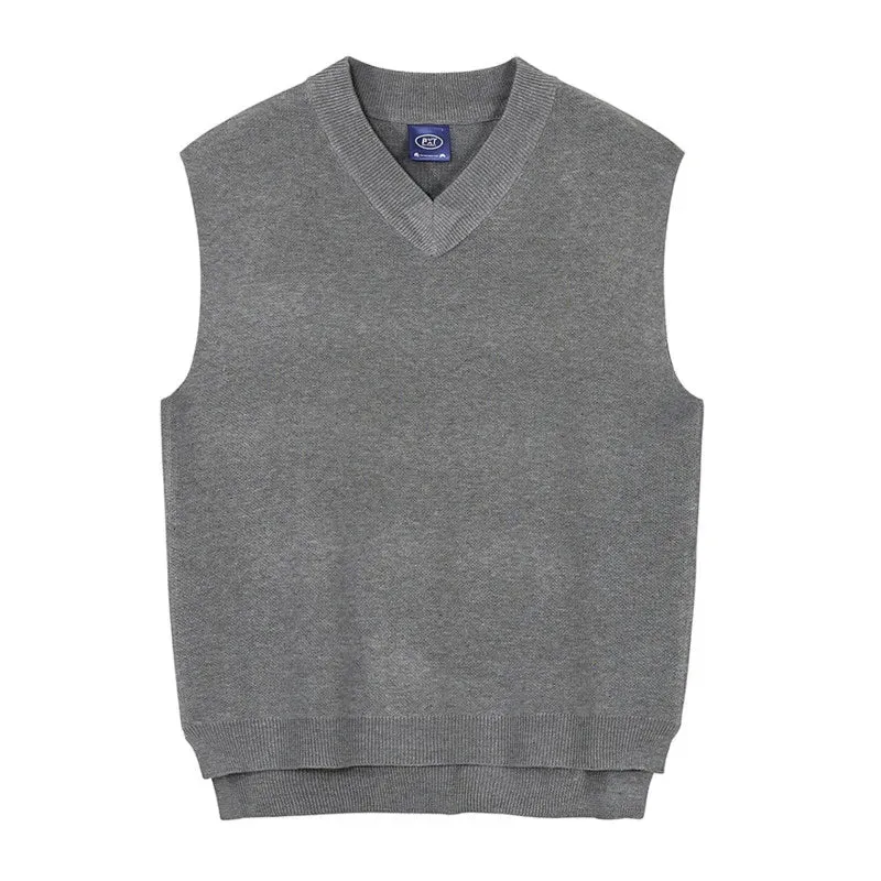 Wiaofellas V-neck Men's Knitted Waistcoat Korean Fashion Versatile Catchback Loose Clothing Summer Sleeveless Sweater Vest 2Y8252