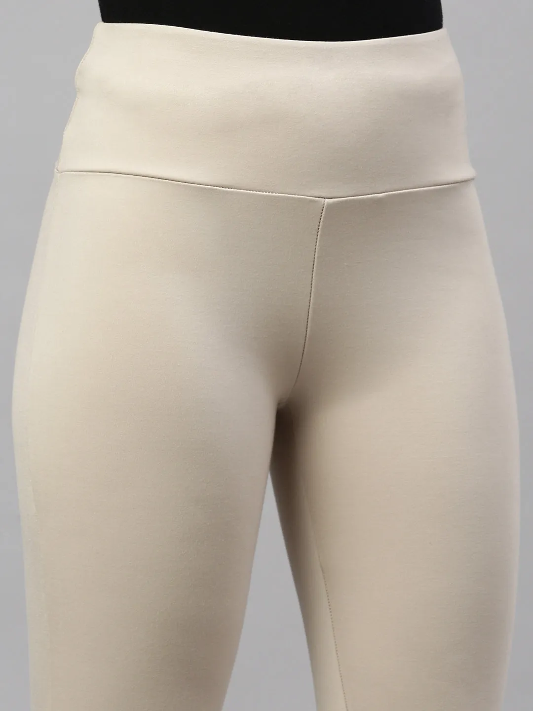 Women Solid  Beige Slim Fit Jeggings