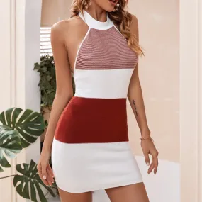 Women's Halter Neck Sleeveless Knitted Sweater Dress