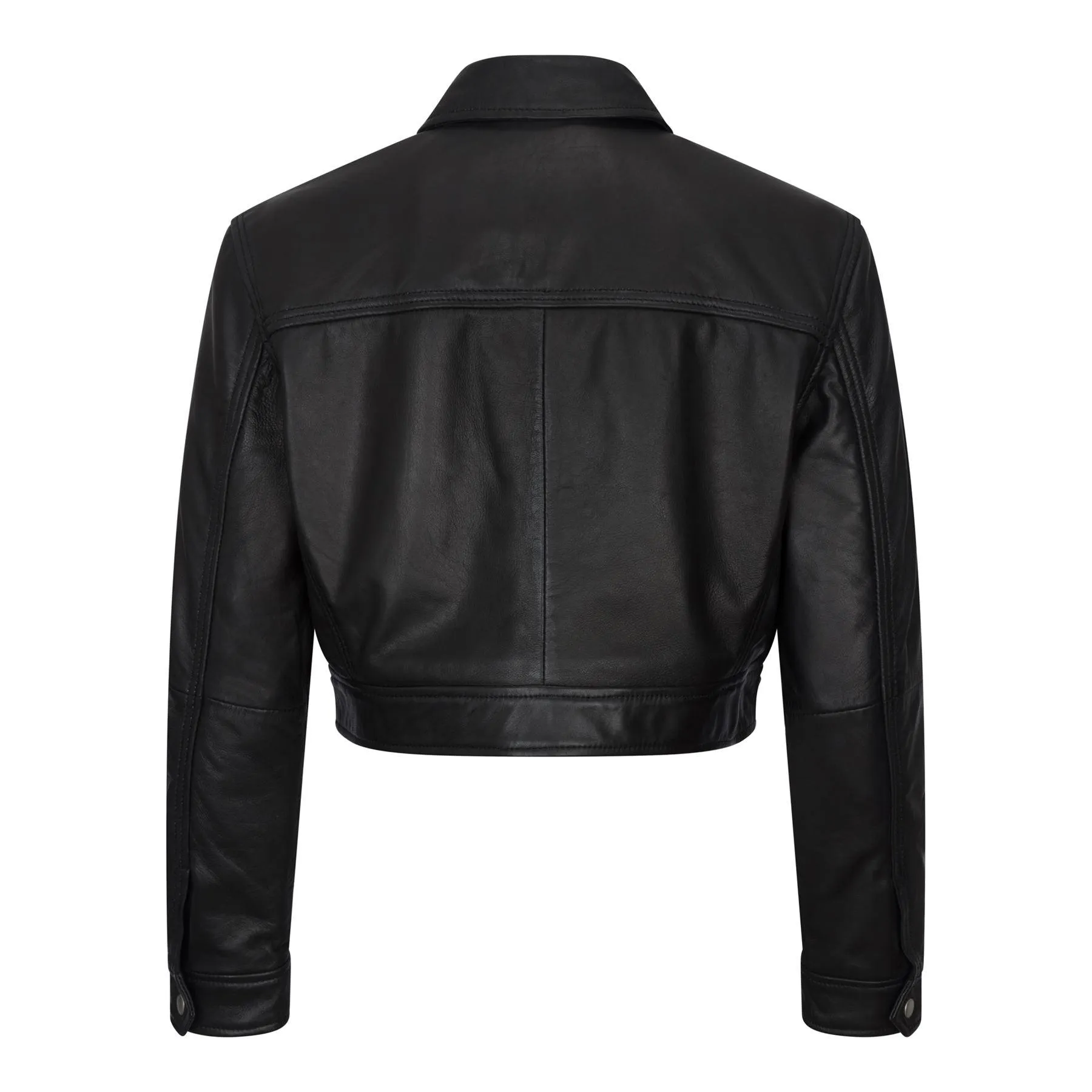 Women's Leather Jacket Cropped Biker Zipper Short Coat