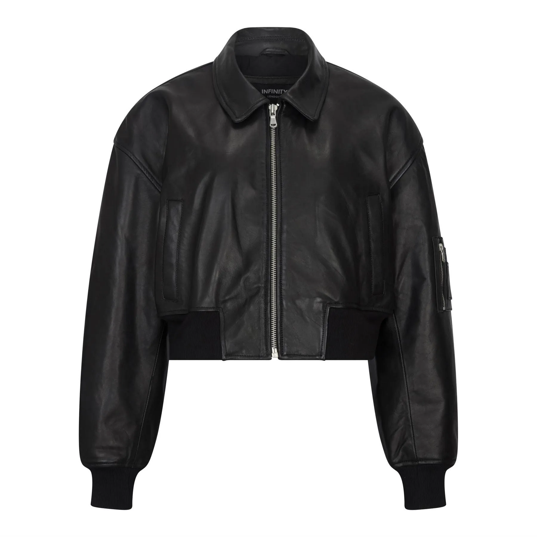 Women's Leather Jacket Cropped Bomber Zipper Short Coat