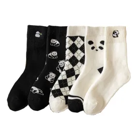 xiangtuibao 5 Pair Cow Print Socks Women Cute Kawaii Long Thick Warm Winter Socks Cotton Street Style Cycling Skateboard Leg Warmers Socken