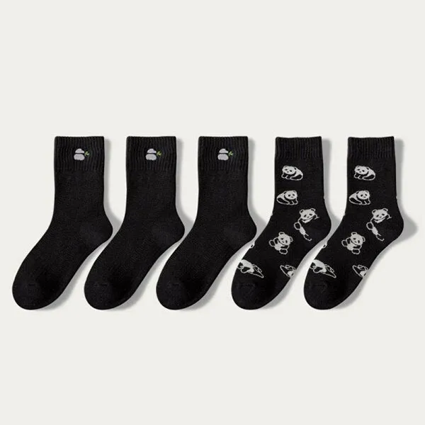 xiangtuibao 5 Pair Cow Print Socks Women Cute Kawaii Long Thick Warm Winter Socks Cotton Street Style Cycling Skateboard Leg Warmers Socken