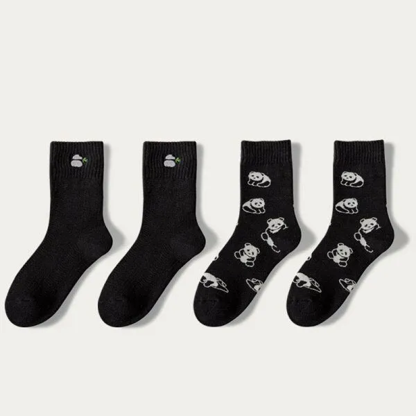 xiangtuibao 5 Pair Cow Print Socks Women Cute Kawaii Long Thick Warm Winter Socks Cotton Street Style Cycling Skateboard Leg Warmers Socken