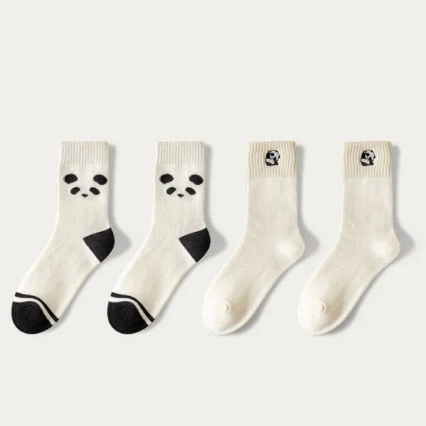 xiangtuibao 5 Pair Cow Print Socks Women Cute Kawaii Long Thick Warm Winter Socks Cotton Street Style Cycling Skateboard Leg Warmers Socken