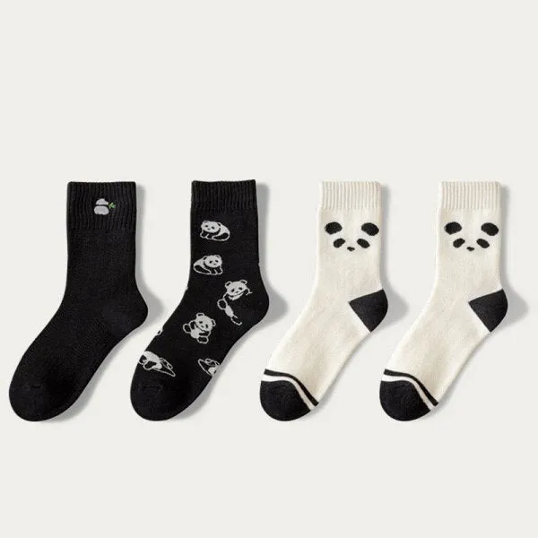 xiangtuibao 5 Pair Cow Print Socks Women Cute Kawaii Long Thick Warm Winter Socks Cotton Street Style Cycling Skateboard Leg Warmers Socken