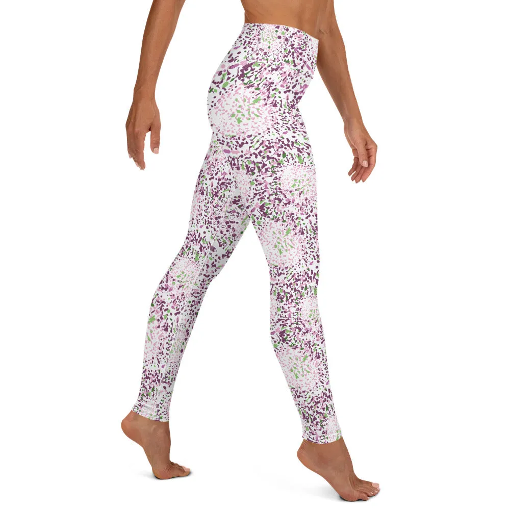 Yoga Leggings in Pink Abstract Floral Print