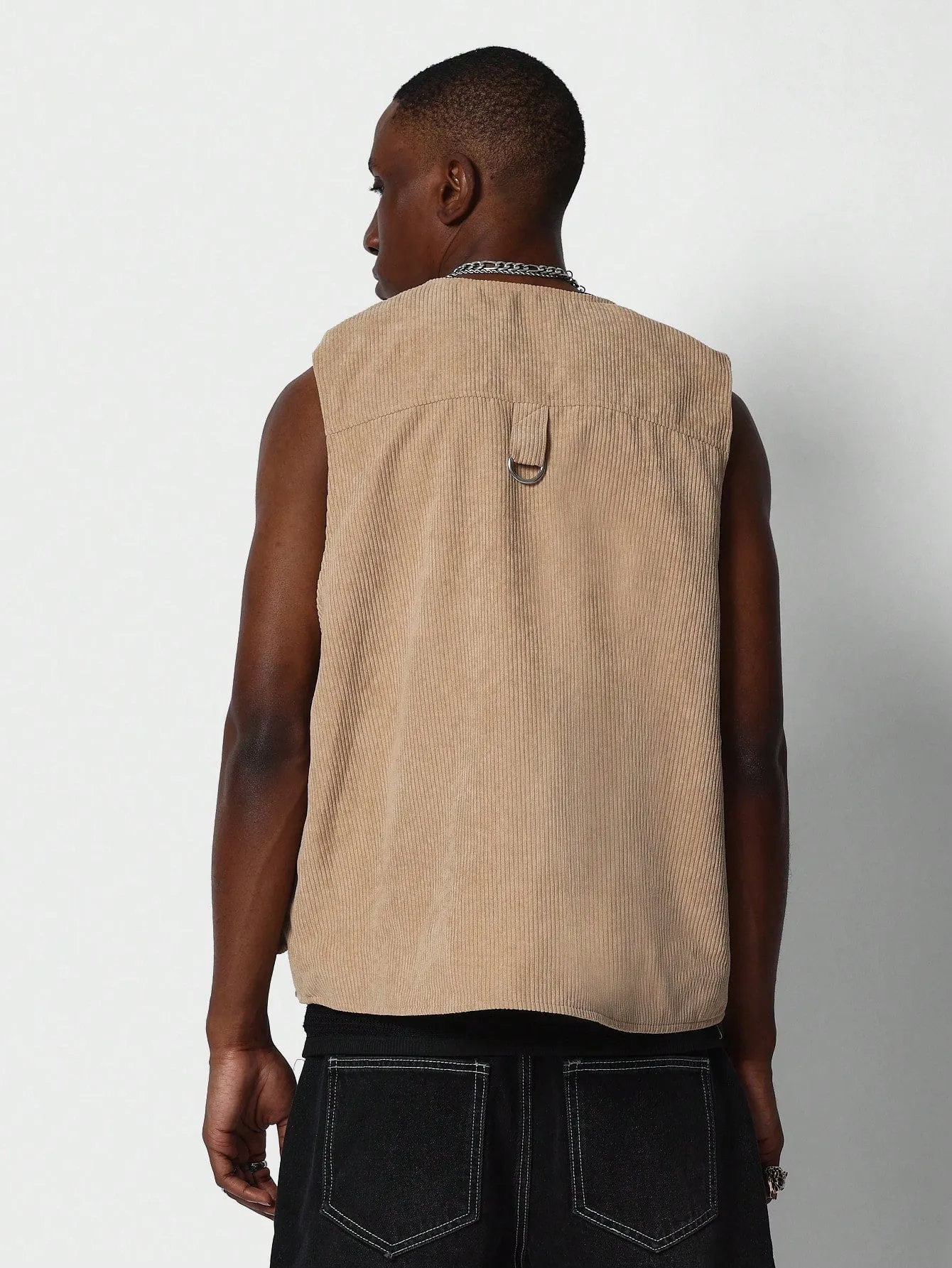 Zip Through Utility Corduroy Gilet